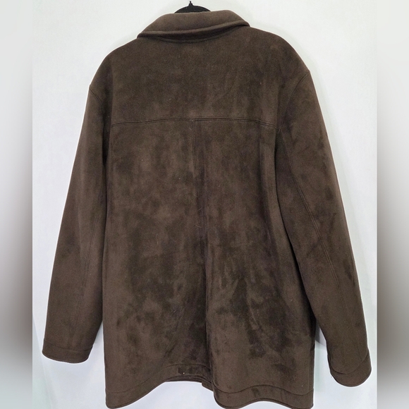 LL Bean Chore Barn Coat Mens Brown Faux Suede Sherpa Lined Jacket Size XL Tall - Picture 2 of 8